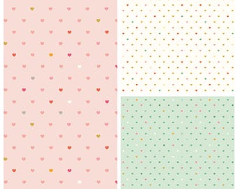 Hjärtan - Serendipity 2 - Tyg per halv meter - Minki Kim - C17305 - Blush, Cream, Mint