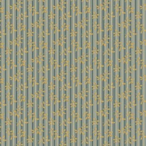 Villa Flora - By the Half Yard - Blue Striped Fern - Paula Barnes Marcus Fabrics - 220480 Blue