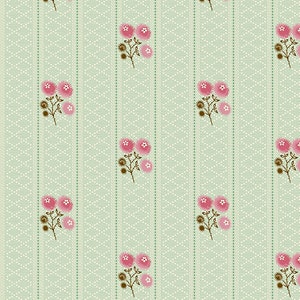 Sienna - Lattice Posy - Mint- By the Half Yard - Max and Louise for Andover Fabrics - 690 - G