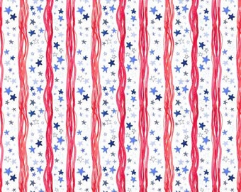 American Summer by Caitlin Collection for Dear Stella - Stars and Stripes White - By The Half Yard