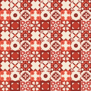 Wild Rose - Tiles Red - By the Half Yard  - Riley Blake Designs - 14044 - Red