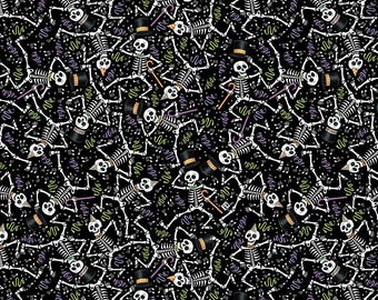 Dancing Skeletons - Black - Spooky Cute Halloween - By the Half Yard -Mary Englebreit - Free Spirit