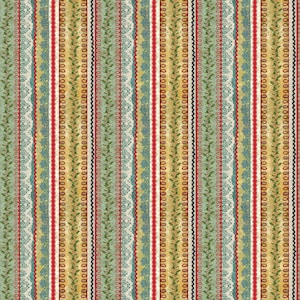 Christmas Magic Brocade and Holly Stripe -  By The Half Yard - Benartex 13118