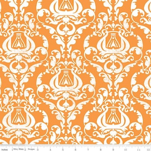Queen of Ween - Distressed Damask Orange - J. Wecker Frisch for Riley Blake Designs - By the Half Yard