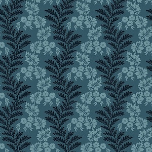 Bannard Hills - By The Half Yard - Teal Vine Stripe - Teal - 2939-77 - Michelle Yeo - Henry Glass