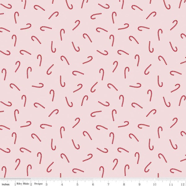 Flannel Candy Canes - Pink - By the Half Yard - Santa Claus Lane  by Melissa Mortenson - Riley Blake Designs - F9972