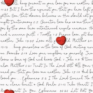 Todo mi corazón - Cartas de amor blancas - Por media yarda - J. Wecker Frisch - Riley Blake Designs - C14139 - Blanco - Texto bíblico de amor