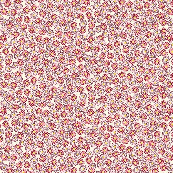 Nana Mae V 1930's Clover and Daisies in Red Nana Mae V 1930's Clover and Daisies in Red