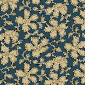 Blue Vermicular Floral  - By the Half Yard - Jo Morton Andover Fabrics - Carolina Collection - A5311B