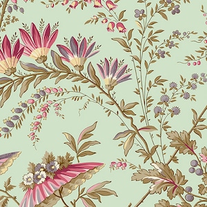 Whimsical Garden - Sienna - Mint - By the Half Yard - Max and Louise for Andover Fabrics - 687 - G