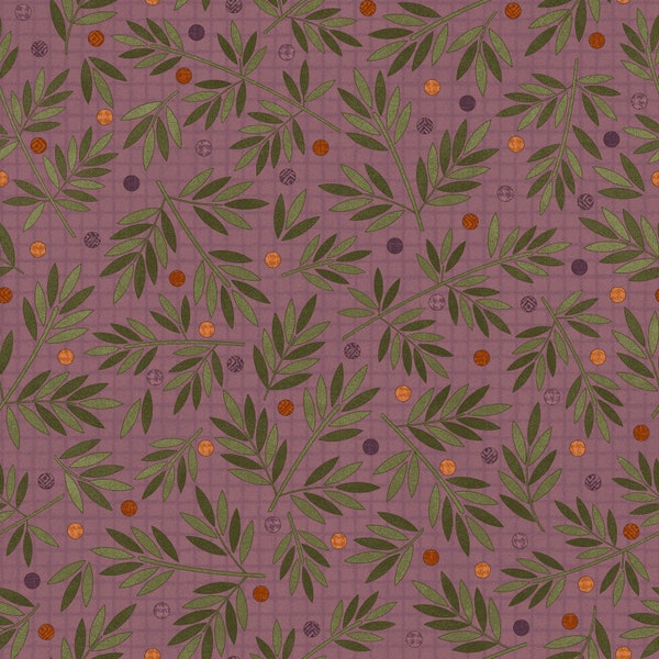 Purple leaves and Berries Autumn Harvest Flannel - By the Half Yard - Bonnie Sullivan -  #F9955 V