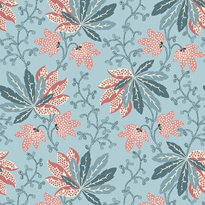Bannard Hills - By The Half Yard - Fan Floral - Blue- 2938-17 - Michelle Yeo - Henry Glass