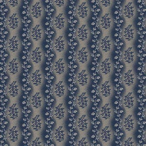 Floral Stripe Blue - By the Half Yard - Pam Buda Marcus Fabrics - Colorful Coordinates and Stashing Stripes - R171461D