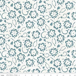 Best of She Who Sews  - By The Half Yard - Flower Stencils Aqua - J. Wecker Frisch - Riley Blake Designs