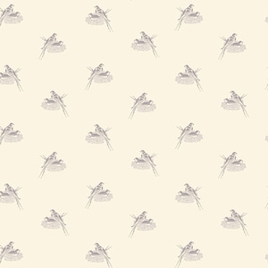 Sienna - Nesting Birds - Plum -  By the Half Yard - Max and Louise for Andover Fabrics - 691- P