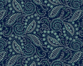 Swirled Paisley  - Navy - By the Half Yard - Quiet Grace by Kim Diehl - 934 - 77