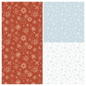 Snowflakes - Santa&#39;s Tree Farm - By the Half Yard - Lisa Audit - Riley Blake Designs - CD16454 Colorway Choice - Red, Blue, White