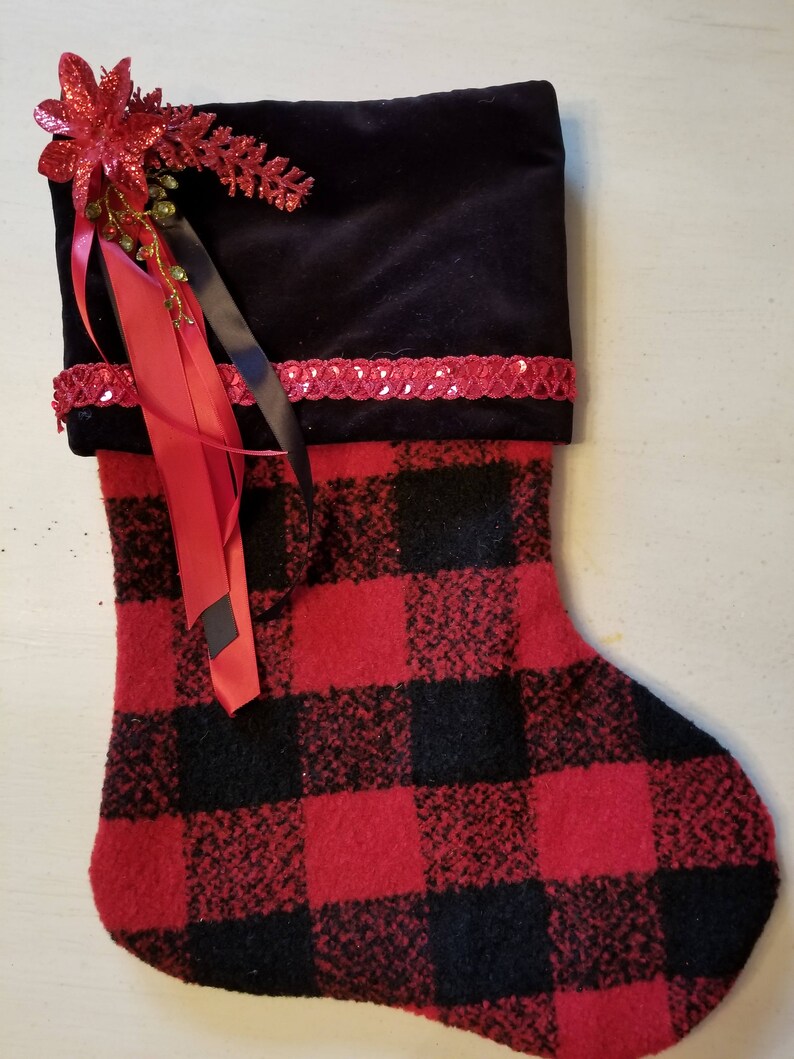 Classic Red and Black Christmas Stocking  Etsy
