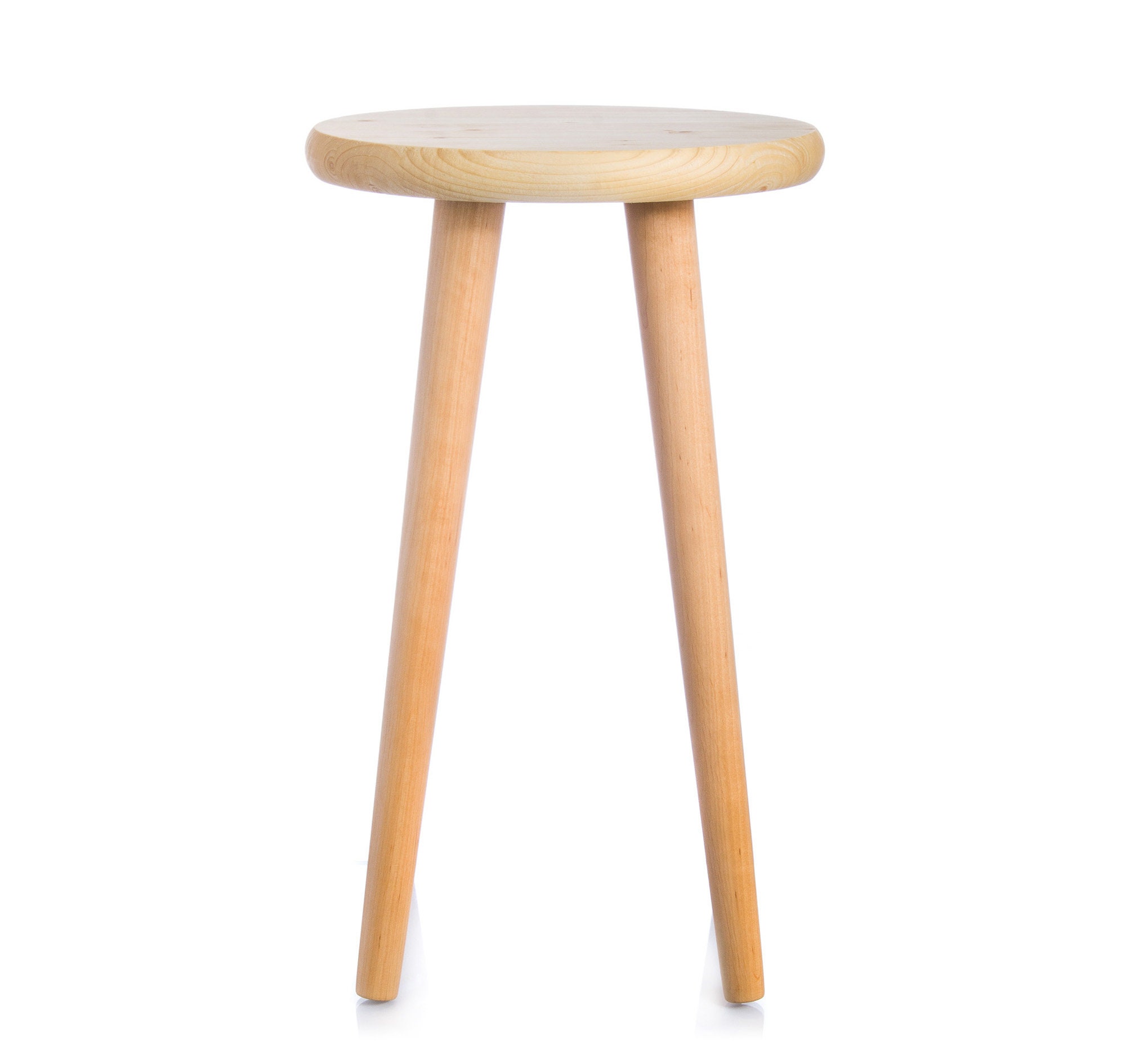 Round wooden stool 4 legs Stools Mid century side table pine Etsy