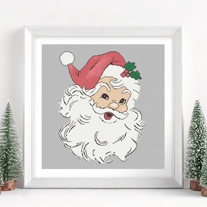 Retro Santa Claus Cross Stitch Pattern Christmas Cross Stitch Saint Nicholas Craft Vintage Cute Santa Claus Counted Cross Stitch Tutorial