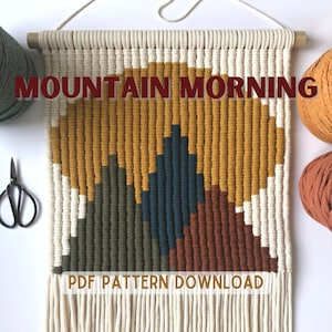 Large Macrame Wall Hanging, Macrame Tapestry Pattern, Mountain Landscape Pattern, Modern Macrame Decor, How To Macrame, Macrame Instructions image 1