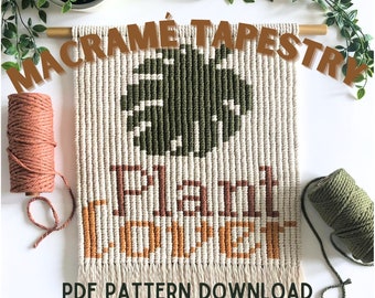 Macrame Wall Hanging Pattern, Tapestry Tutorial, Monstera Art, Beginner Craft Project, Boho Craft Ideas, DIY How To Macrame, Fiber Art PDF