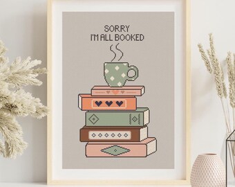 Book Stack Cross Stitch Pattern: Bookish Embroidery Design (PDF Pattern)