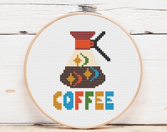Retro Coffee Carafe Cross Stitch Pattern: 1960s Style (PDF Pattern)