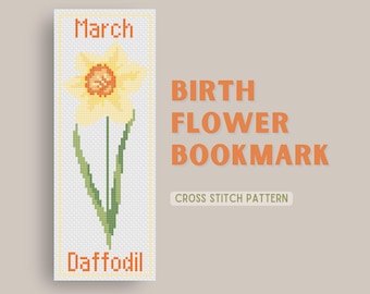 Daffodil Birth Flower Cross Stitch Bookmark Pattern (PDF)