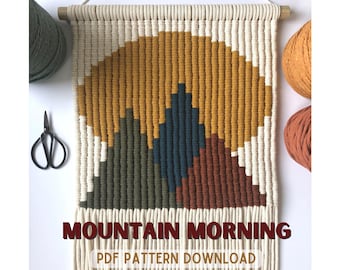 Macrame Mountain Landscape Pattern: Pixel Art Wall Hanging (PDF Pattern)