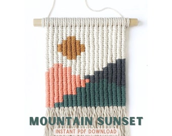 Macrame tapestry ♡BIGsize　サンセット　オーダー注文にて Macrame Sunset Tapestry Pattern: Pixel Art Wall Hanging (PDF) - Etsy