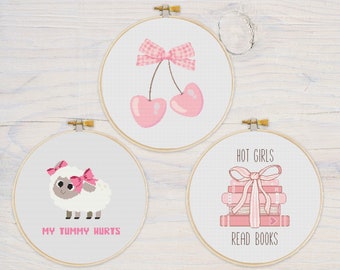 Cross Stitch Bundle Simple Cross Stitch PDF Trendy Embroidery Bundle Cross Stitch Books Embroidery Designs Trendy Book Lover Cross Stitch