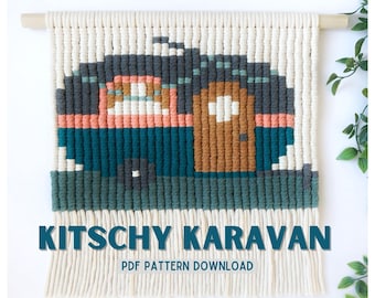 Patrón para colgar en la pared de una caravana de macramé (patrón PDF)