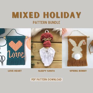 Macrame Holiday Pattern Bundle: Gnome, Heart, Bunny (PDF Pattern)