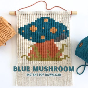 Patrón de macramé con forma de hongo para colgar en la pared: Pixel Art moderno (PDF)