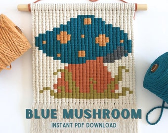 Macrame Mushroom Wall Hanging Pattern: Modern Pixel Art (PDF)