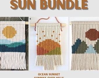 Macrame Landscape Pattern Bundle: Sunset, Ocean, Sunrise (PDF Pattern)