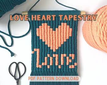 Macrame Heart Tapestry Pixel Pattern: Valentine's Day Decor (PDF Pattern)
