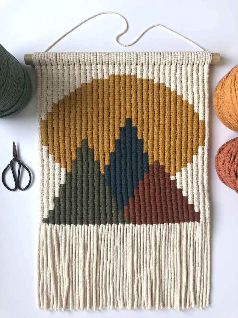 Large Macrame Wall Hanging, Macrame Tapestry Pattern, Mountain Landscape Pattern, Modern Macrame Decor, How To Macrame, Macrame Instructions image 8