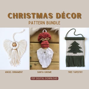 Cute Christmas Decor, Holiday Craft Tutorials, DIY Christmas Gifts, Macrame Ornaments, Bundle Craft Pack, DIY Santa Craft, Macrame Patterns image 1