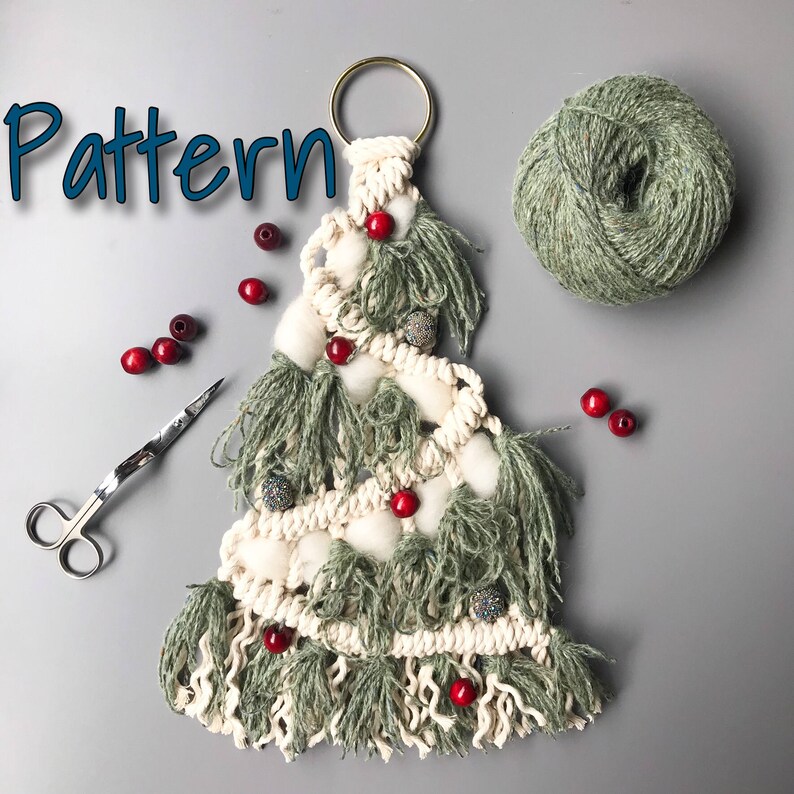 Macrame Christmas Tree Pattern, Holiday Home Decor DIY Project, Fiber Art Christmas Ornament, Crafter Christmas Gift Ideas, PDF Download 