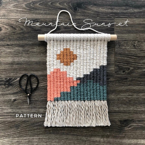 Macrame Sunset Tapestry Pattern: Pixel Art Wall Hanging (PDF