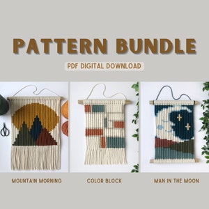 Macrame Tapestry Patterns, Bundle Craft Pack, Macrame Pattern Downloads, Fiber Art Instructions, Boho Wall Hanging, DIY Art, Modern Macrame