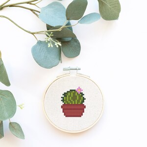 Cactus Cross Stitch Pattern, Mini Counted Cross Stitch PDF, Easy How To Needlework Tutorial, Succulent Cross Stitch, Plant Lover Gift Ideas image 2