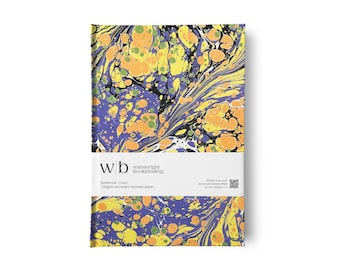 Personalised Hand-Marbled Notebook. Gold-Foiled Name / Initials.