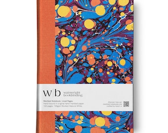 Personalised Marbled Print Fabric Hardback Notebook. Lined or Plain pages.