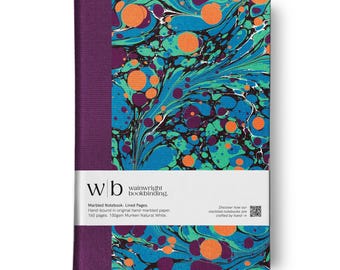 Personalised Marbled Print Fabric Hardback Notebook. Lined or Plain pages.