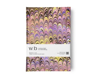 Personalised Hand-Marbled Notebook. Gold-Foiled Name / Initials.