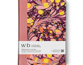 Personalised Marbled Print Fabric Hardback Notebook. Lined or Plain pages.