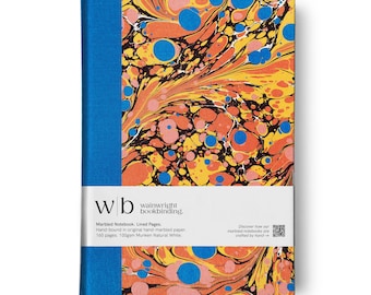 Personalised Marbled Print Fabric Hardback Notebook. Lined or Plain pages.